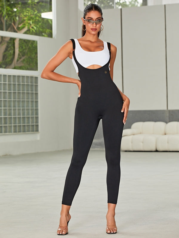 PU Faux Leather Strap Jumpsuit