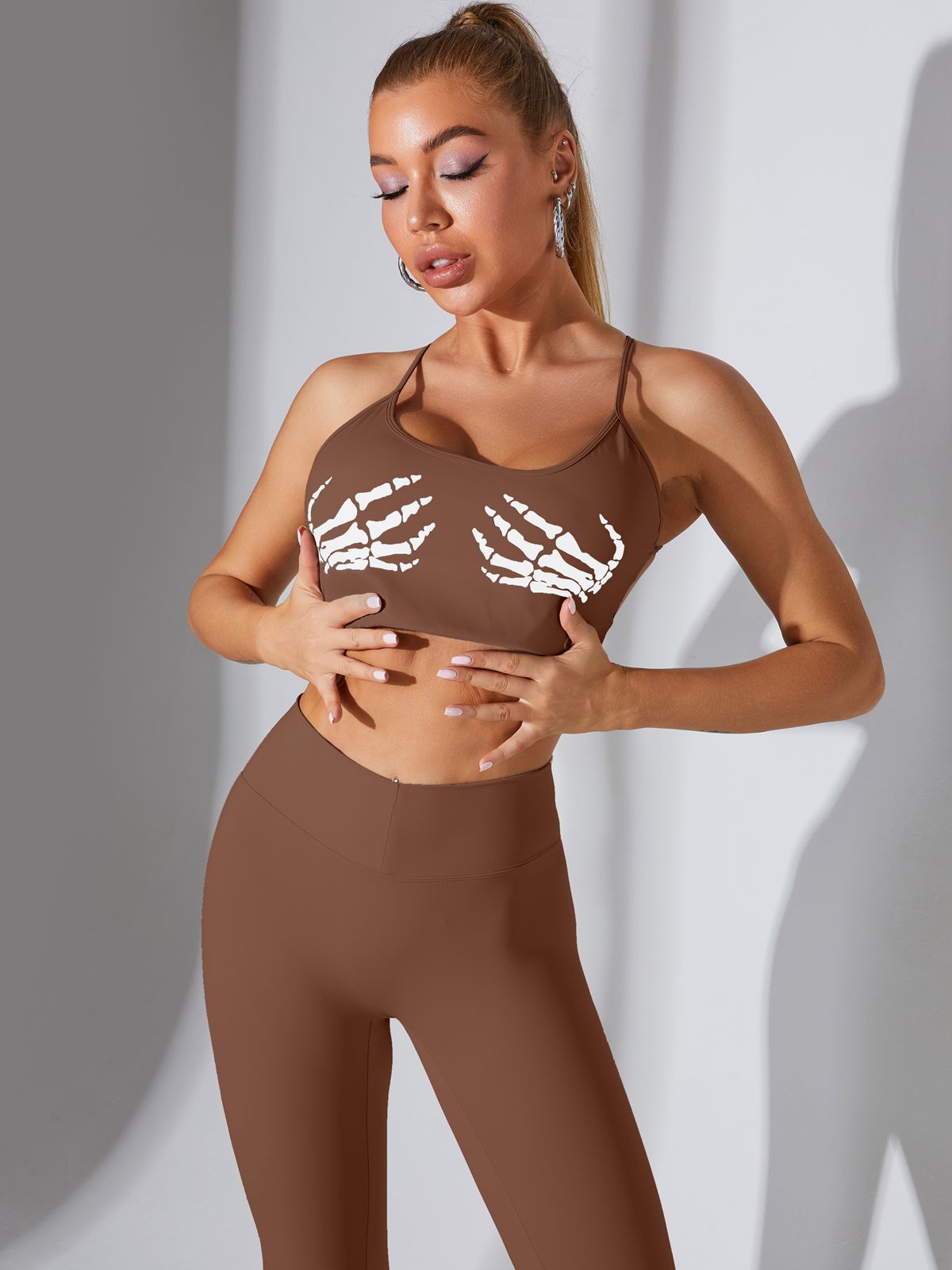 ZASUWA Damen-Leggings mit Scrunch-Po-Print und „Hand Bones“-Print