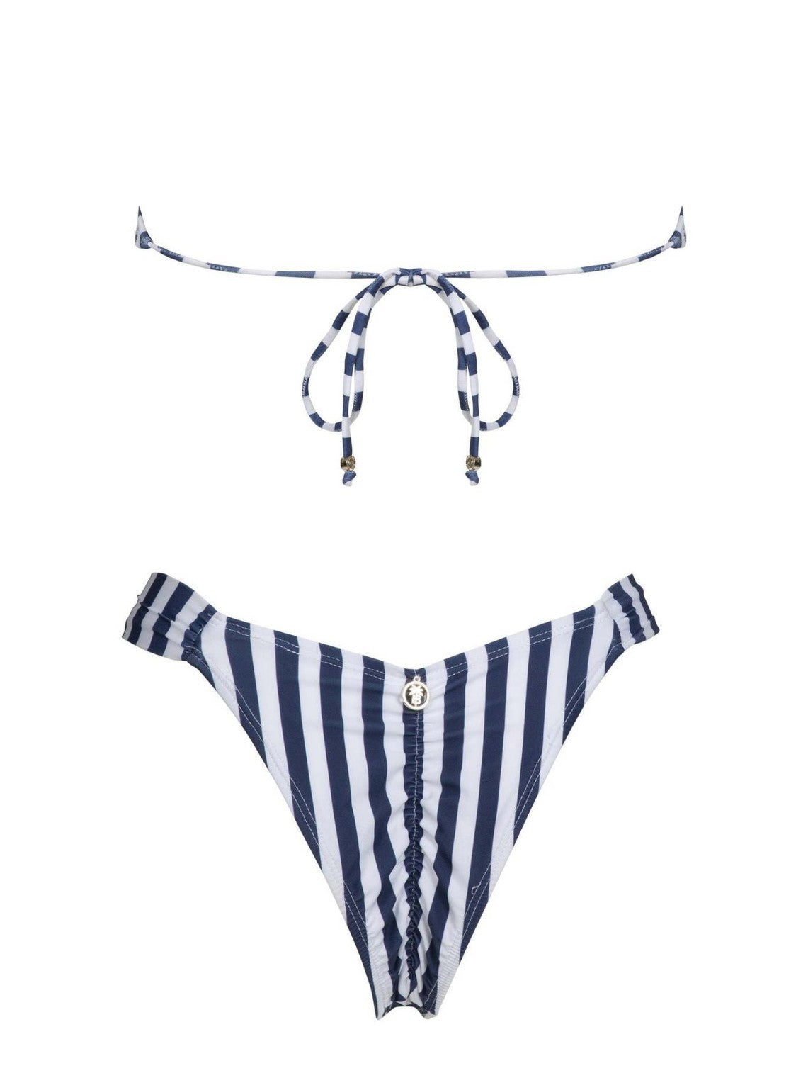 Sexy Blue & White Striped Bandeau Triangle Bikini