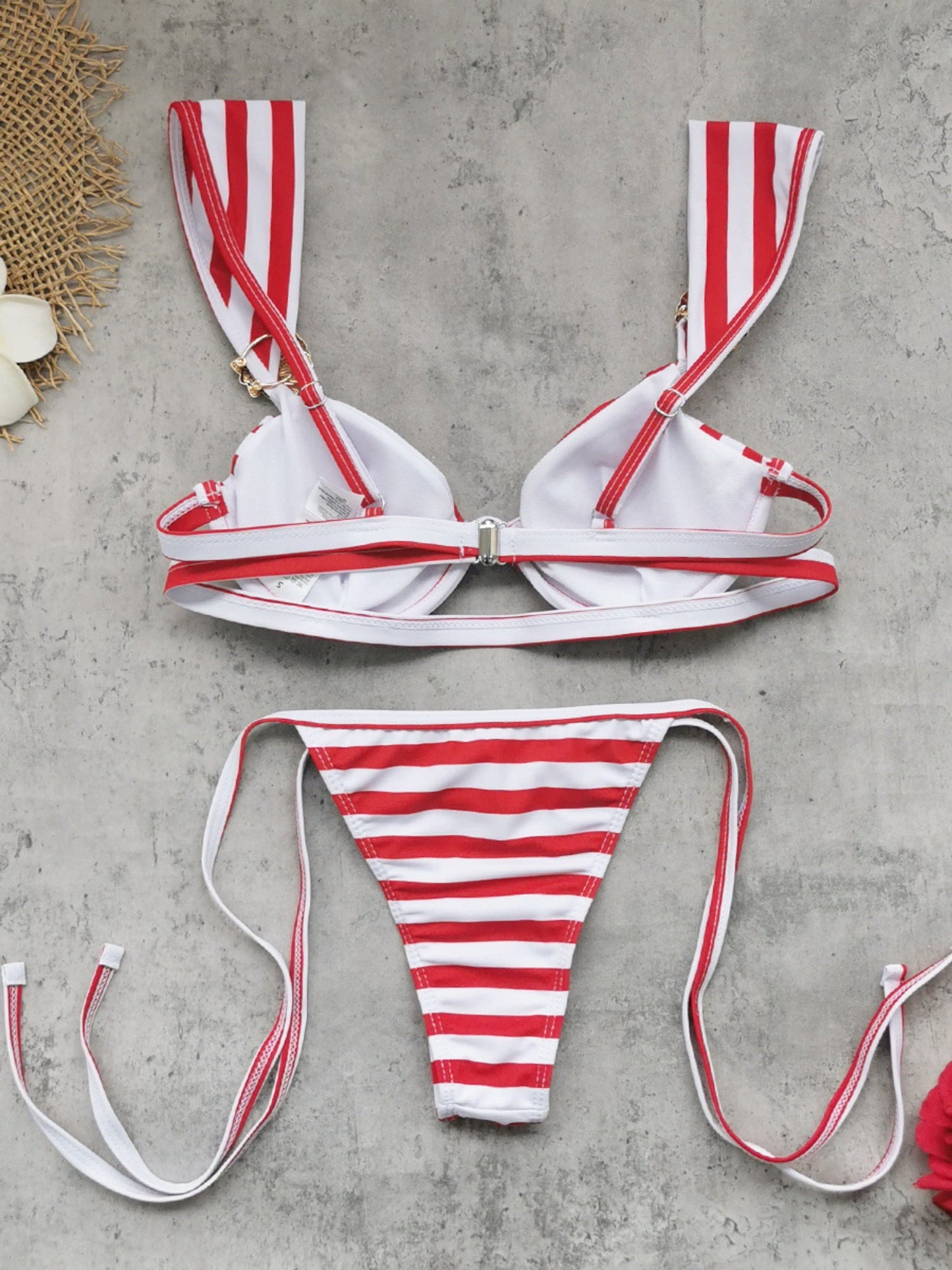 Red & White Stripe Underwired Bikini