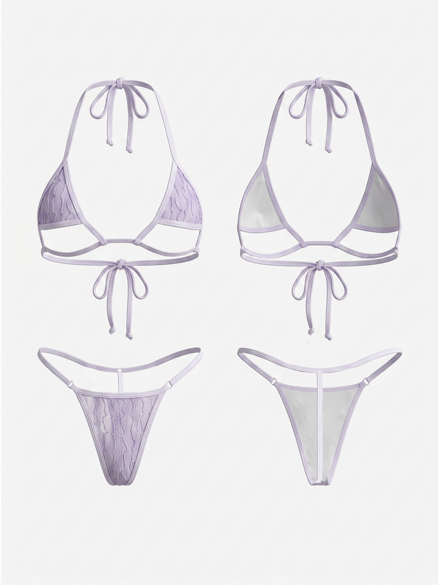 Lavender Textured Triangle Bikini Set