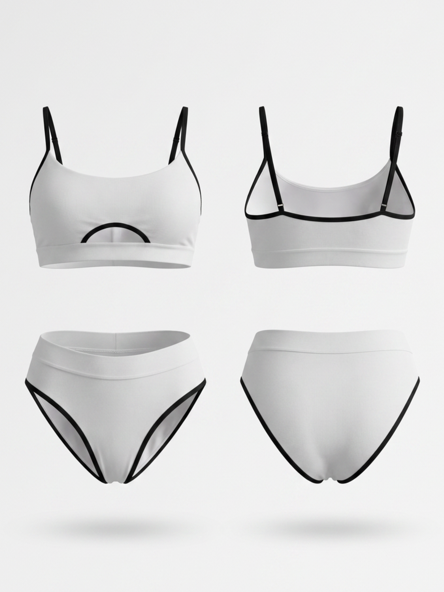 Black & White Contrast Cutout Bikini Set