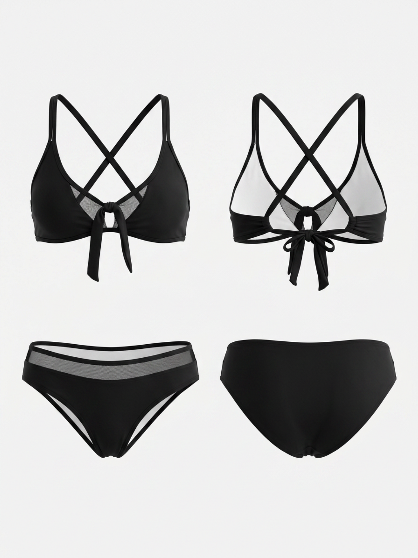 Black Mesh Panel Bikini Set