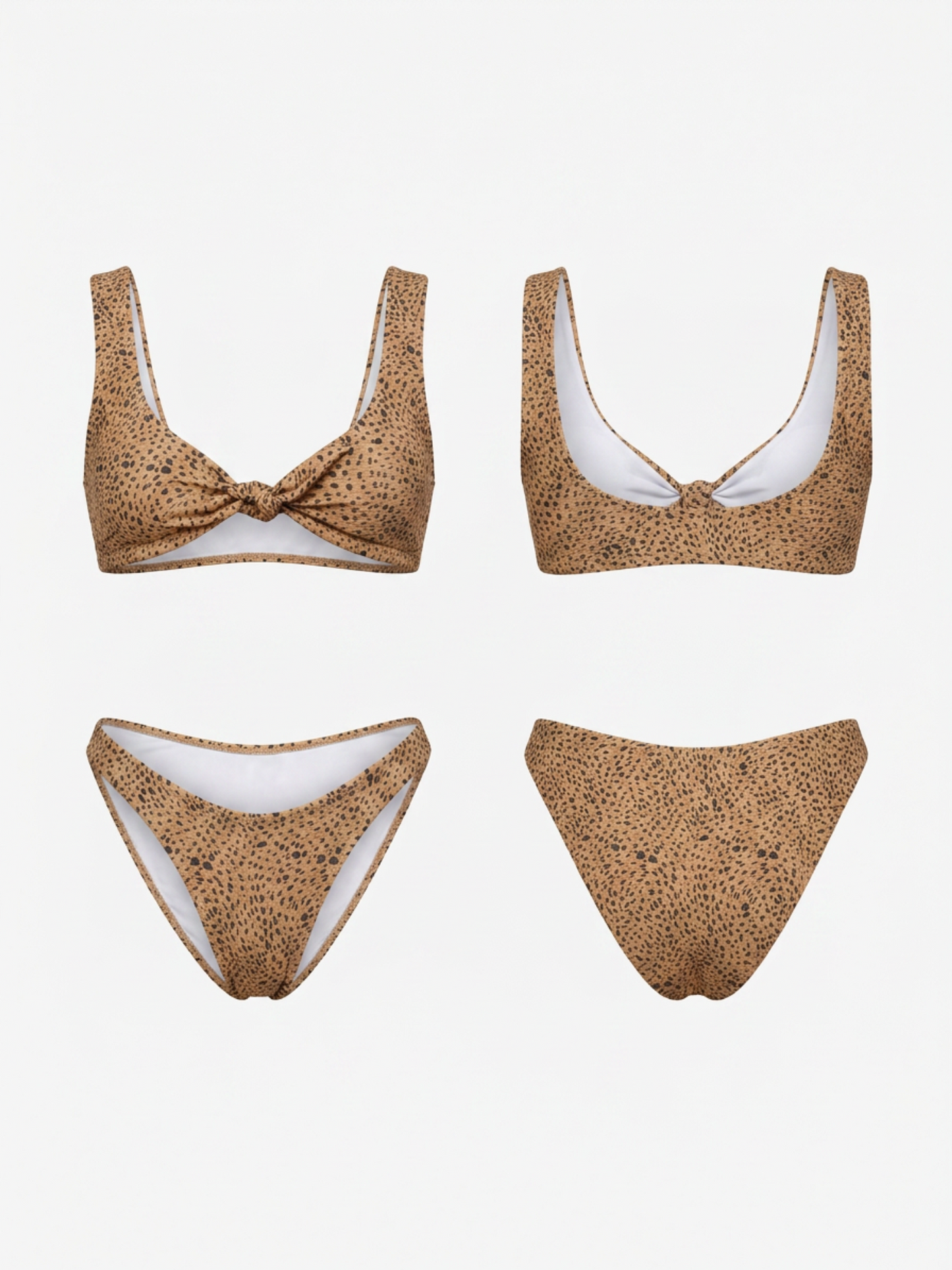 Light Dalmatian Print Square Neck Bikini Set