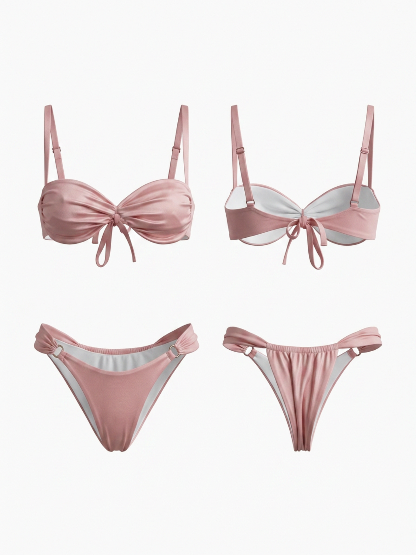 Light Pink Satin Bikini Set