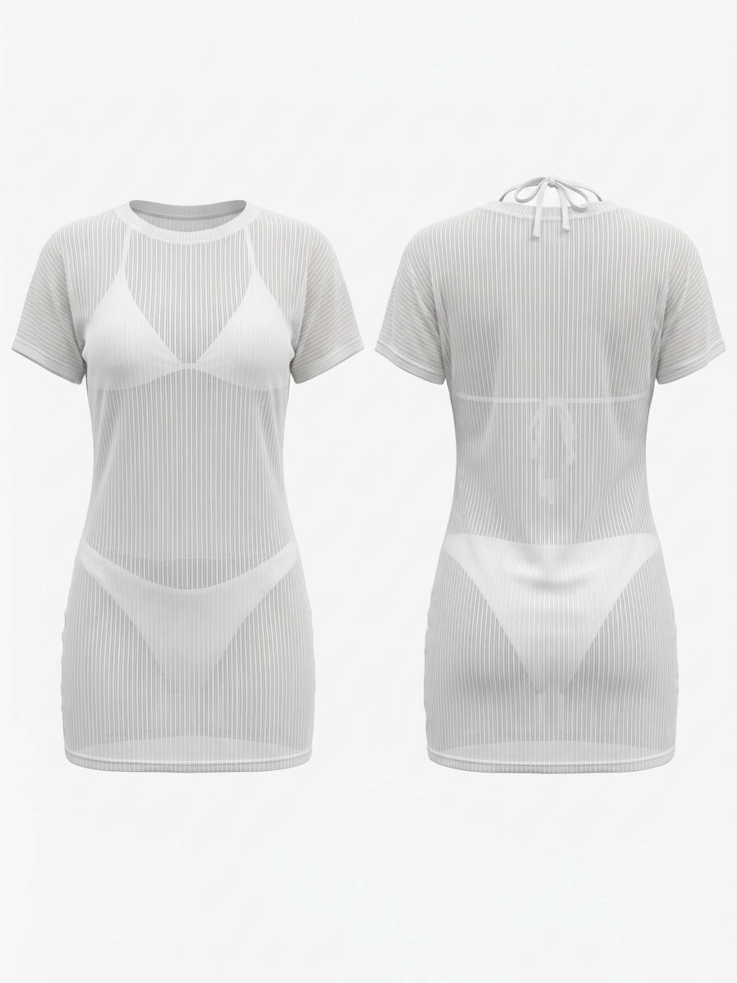 Summer White 3 Piece Swim Suit Halter Bikini