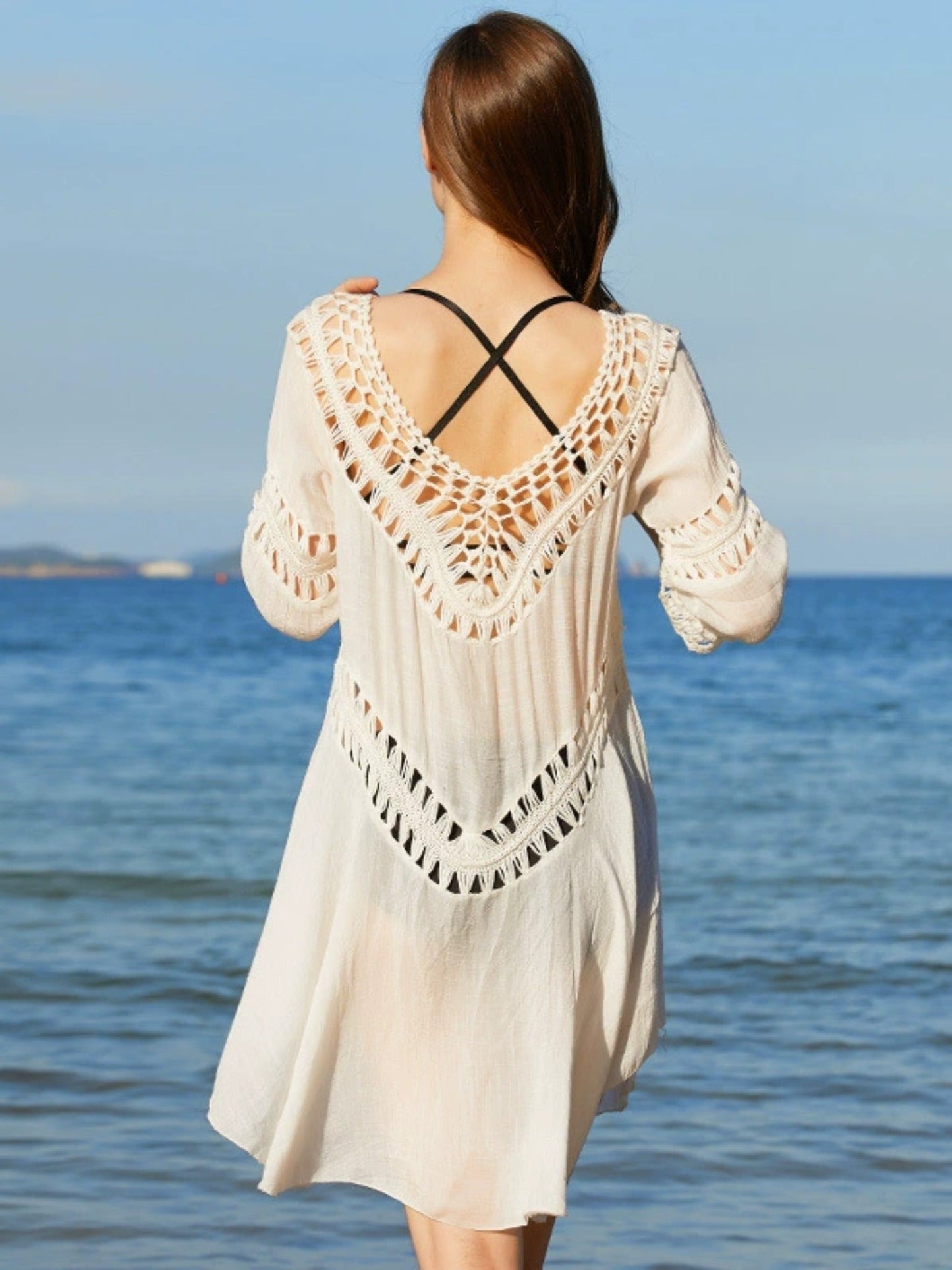 Crochet Hollow Out V-Neck Beach Cover Up
