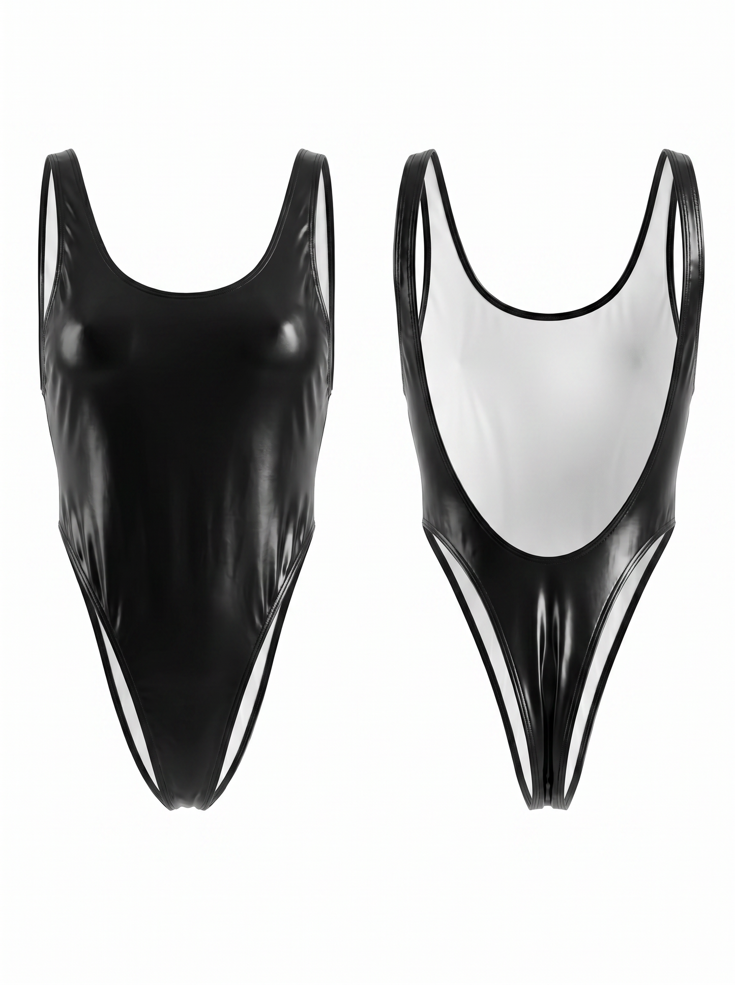 ❤Glossy Faux Leather One Piece
