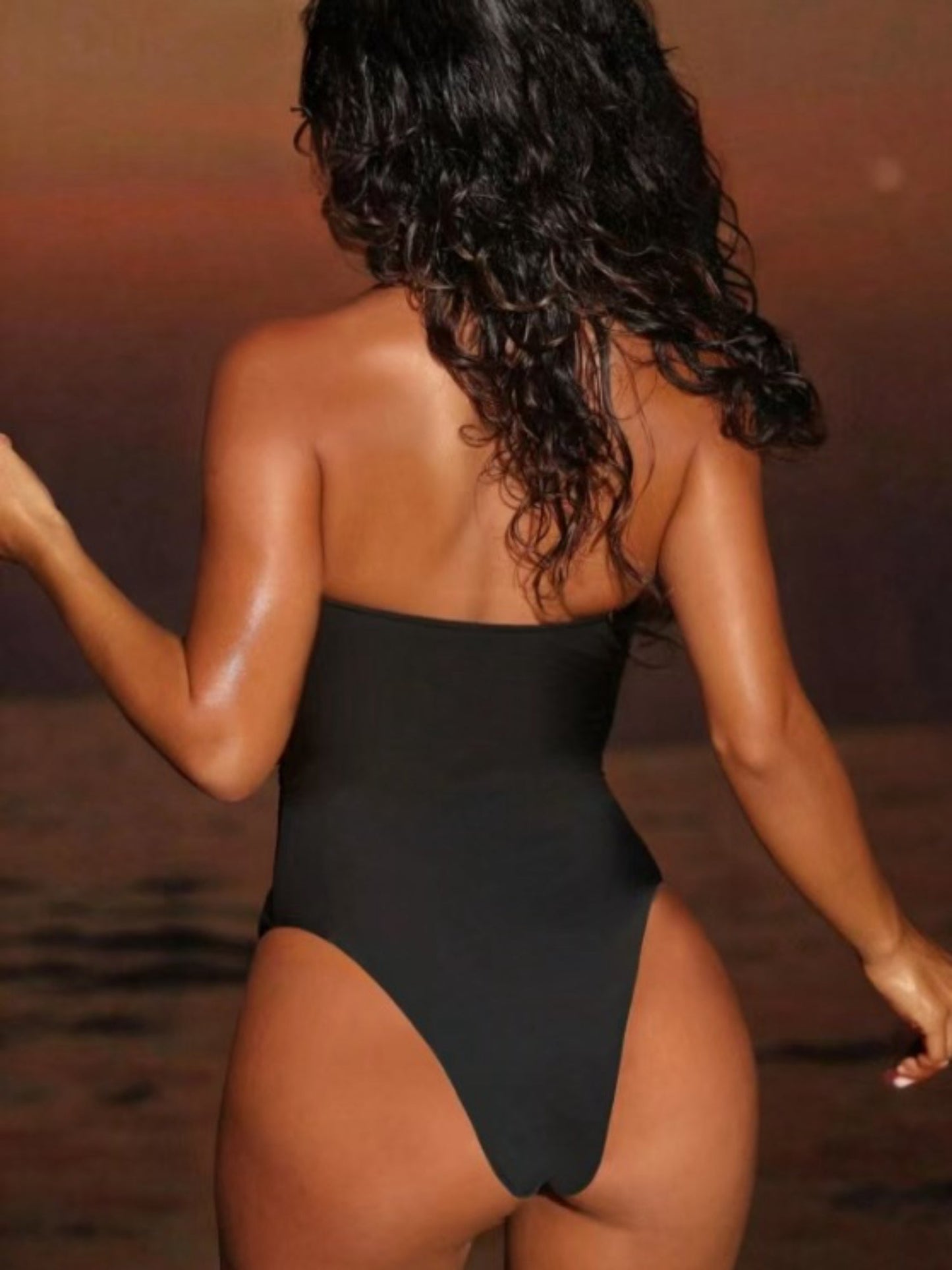 Black Halter Cutout One-Piece