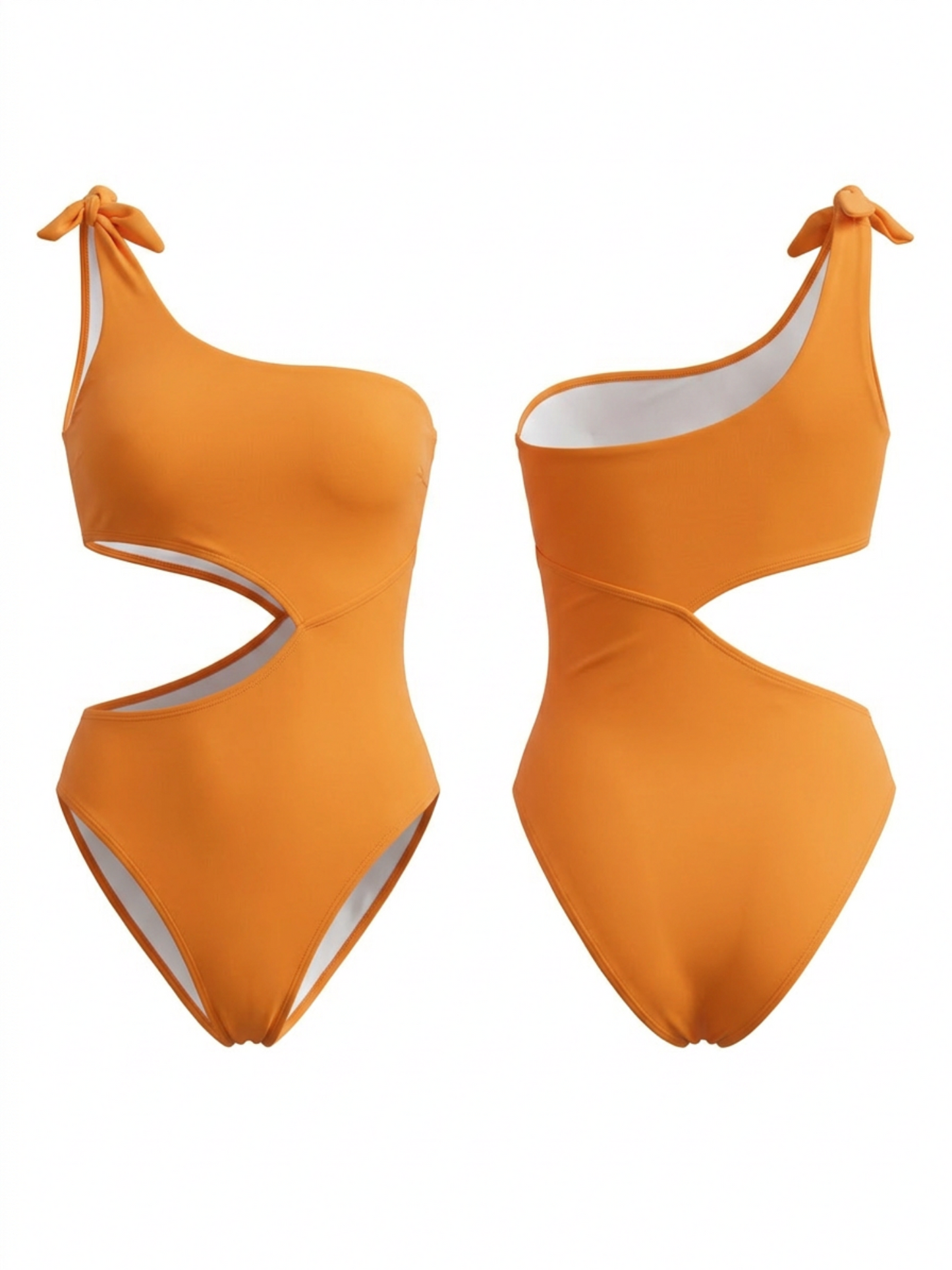 One Shoulder Bow Cutout One Piece Swimsuit