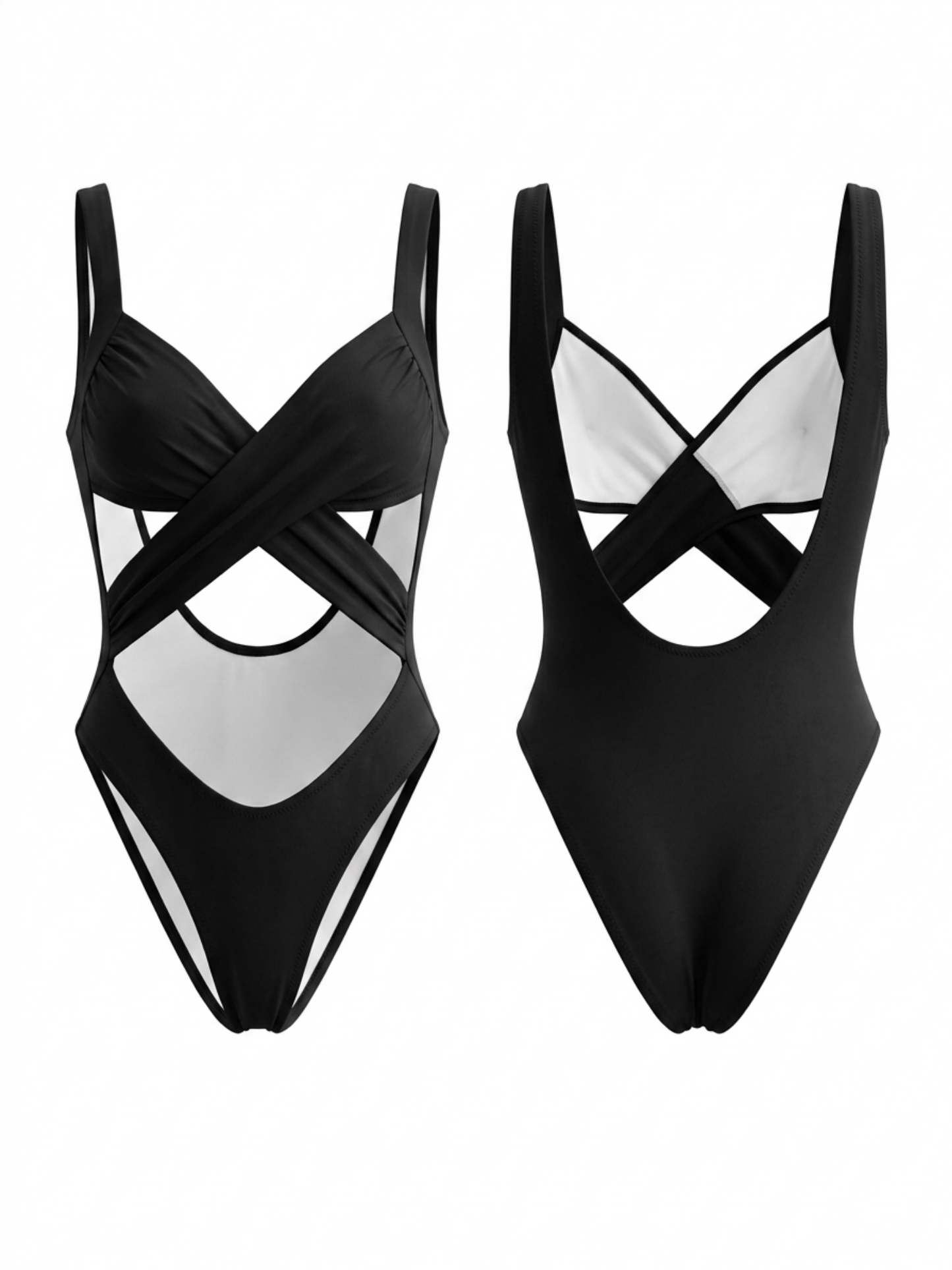 Wrap Cross Cutout V-Neck One Piece