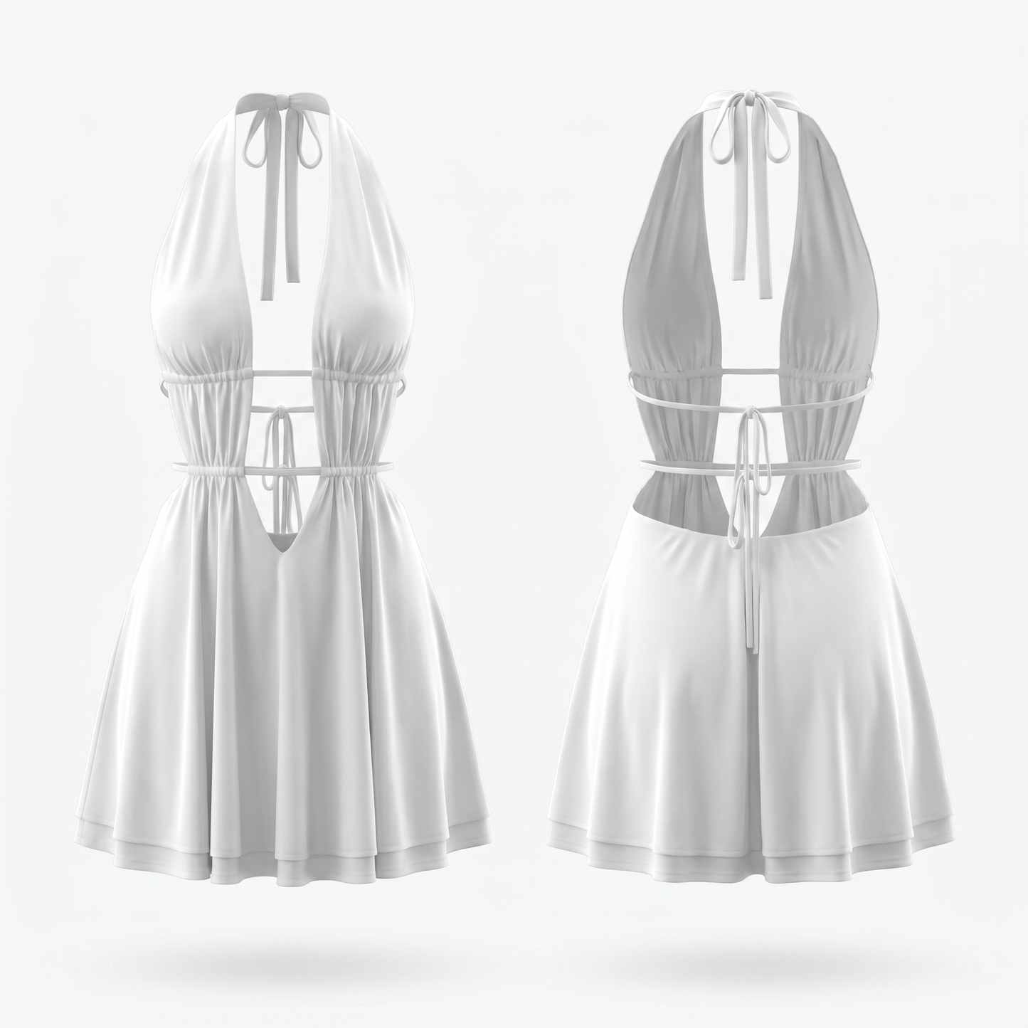 Halter Cutout Tie Back A-Line Mini Dress