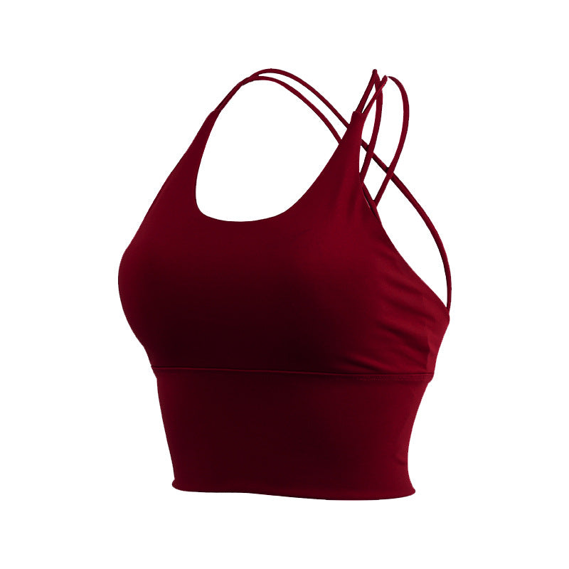 Solid Color Cross Back Shockproof Bras