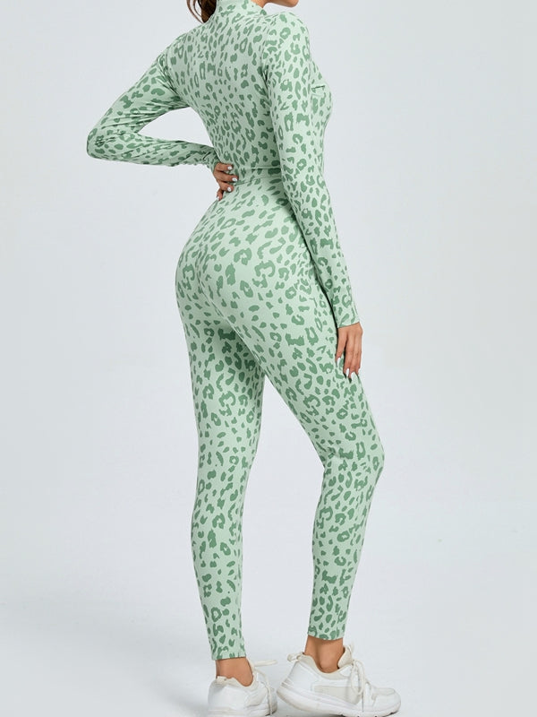 Leopard Print Zipper Jumpsuit