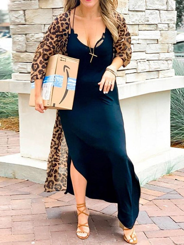 Sexy Sheer Mesh Leopard Print Swimwear Cover-up