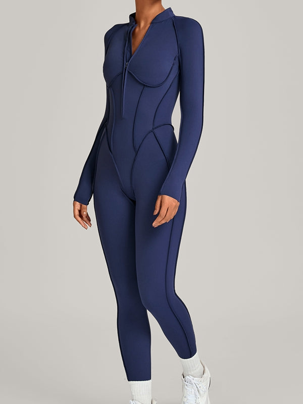 Sexy Zipper Stitch Performance Jumpsuit