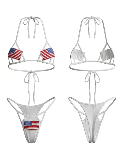 Great Flags Sexy Cutout Print Bikini Set