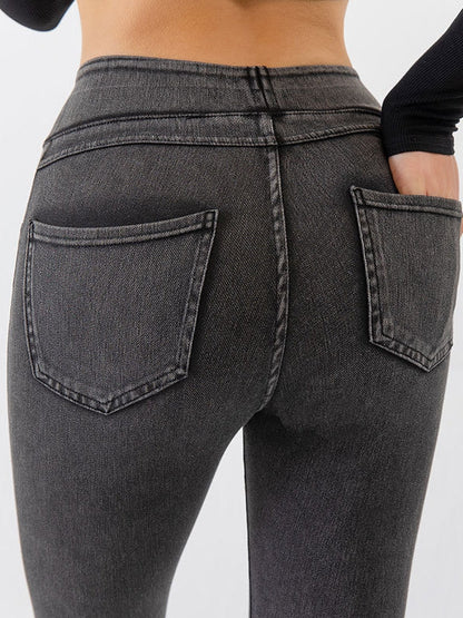 Denim Pocket High-waisted Leggings