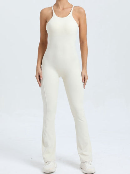 Cross Back Flare Scrunch Bum Jumpsuit