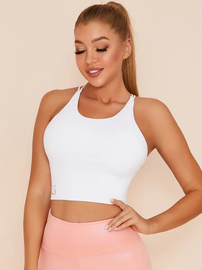 Solid Color Cross Back Shockproof Bras