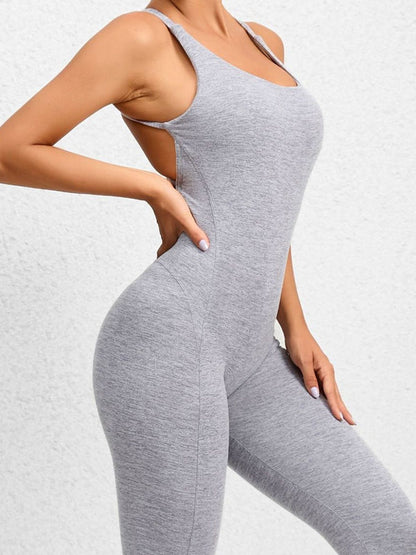 Quick-dry Cross Back Scrunch Bum Jumpsuit