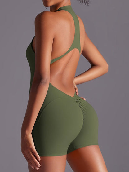 Zipper Backless Scrunch Bum Romper