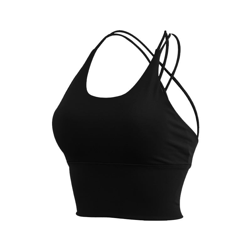 Solid Color Cross Back Shockproof Bras
