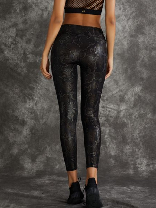 ZASUWA Damen-Leggings aus PU-Kunstleder mit Schlangenmuster