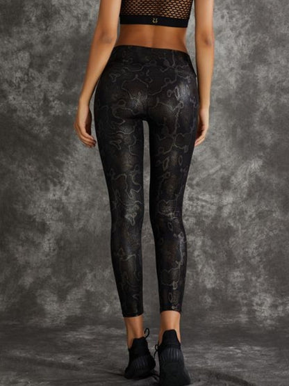ZASUWA Damen-Leggings aus PU-Kunstleder mit Schlangenmuster