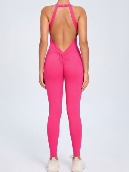 Sexy Backless Hollow Out V-shaped Waist Scrunch Bum Jumpsuit