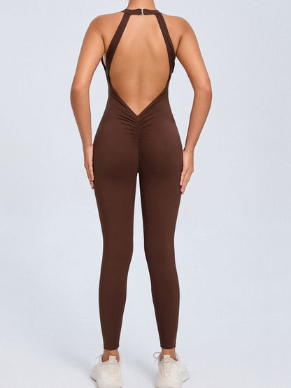 Sexy Backless Hollow Out V-shaped Waist Scrunch Bum Jumpsuit