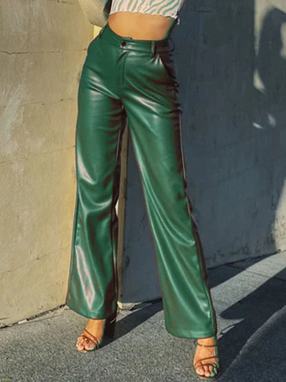 Fuax Leather Pocket Fashion Pants