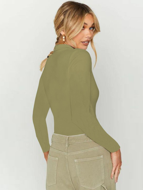 Fashion Sexy Slim-Fit Polo Collar Long-Sleeve Bodysuit