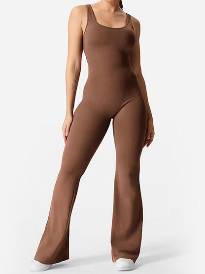 Backless Scrunch Bum Flare Jumpsuit