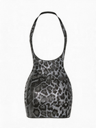 Leopard Print Sequin Halter Open Back Mini Dress