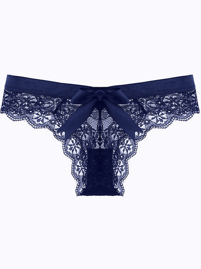 Bow-knot T-back Lace Panties