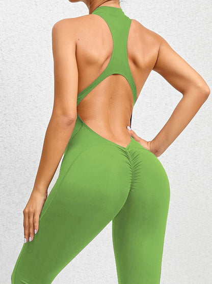 Zipper Backless Scrunch Bum Jumpsuit