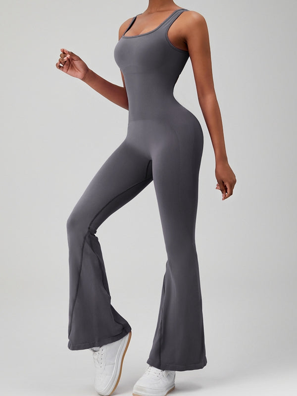 Backless Scrunch Bum Flare Jumpsuit