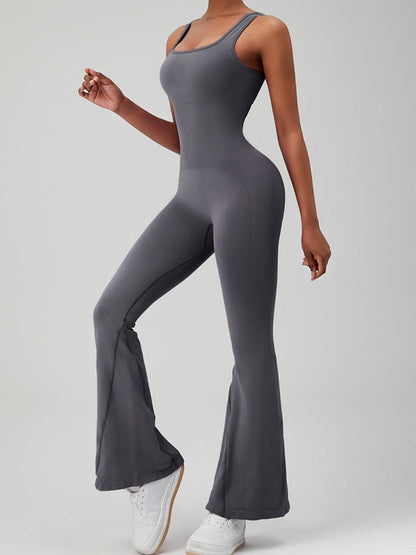 Backless Scrunch Bum Flare Jumpsuit