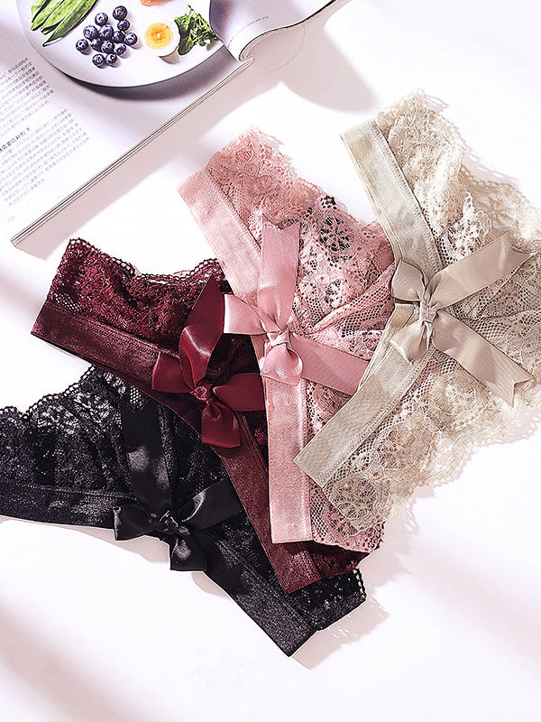 Bow-knot T-back Lace Panties