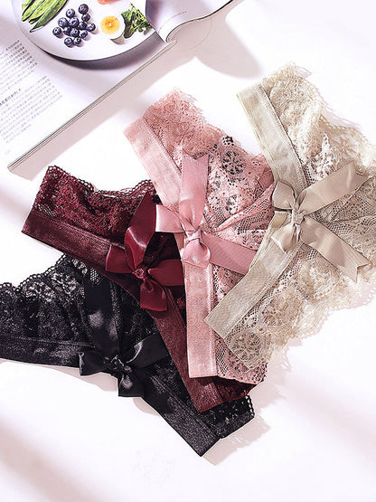 Bow-knot T-back Lace Panties