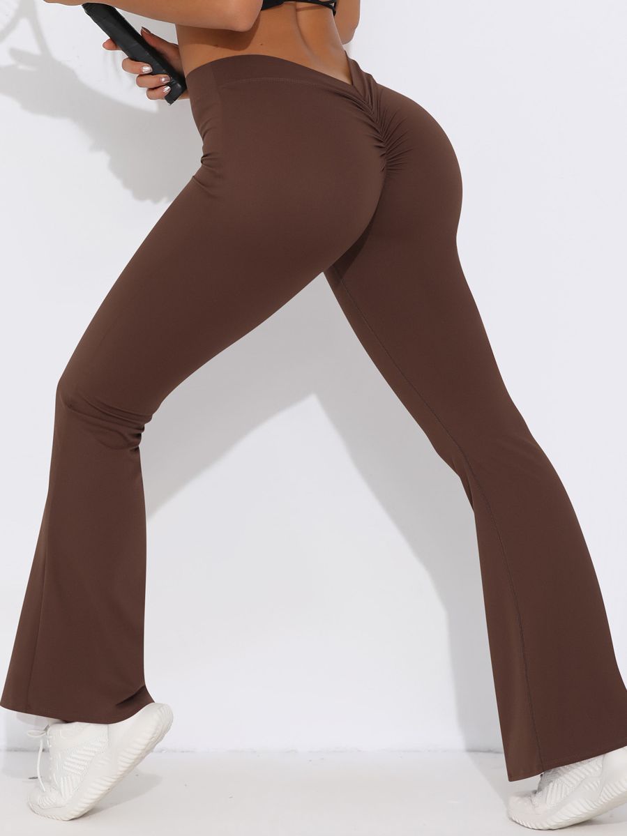 ZASUWA Damen V-förmige Taille Scrunch Bum Schnelltrocknende Flare Leggings 