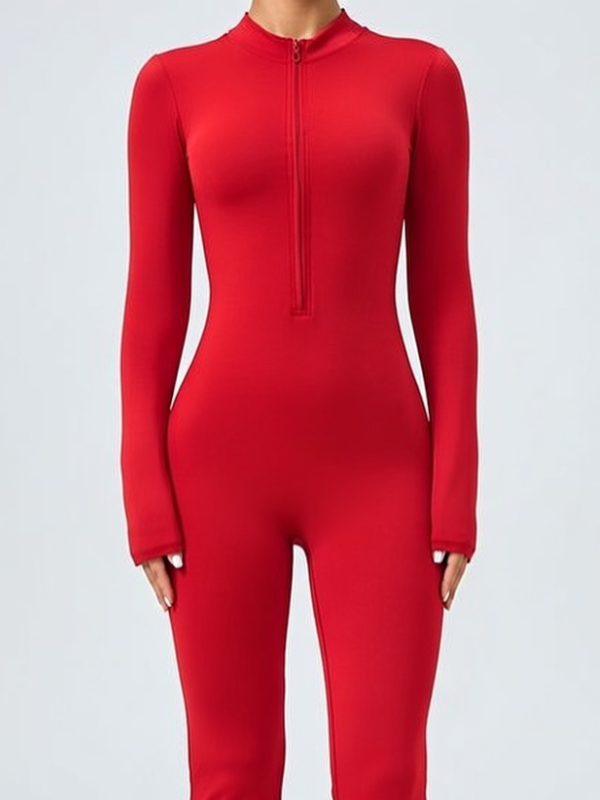 Zipper Flare Jumpsuit