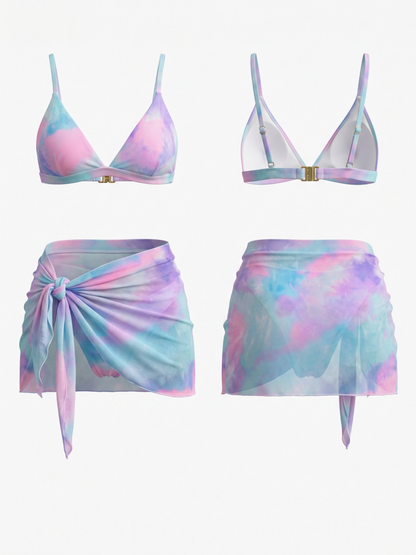 Hot Tie-dye Three-piece Bikini Set