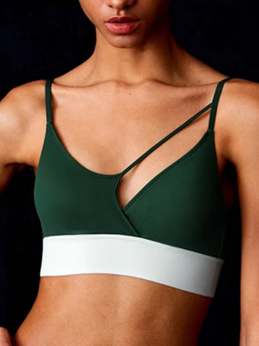 Contrast Color Cutout Backless Sports Bras