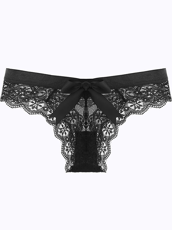 Bow-knot T-back Lace Panties
