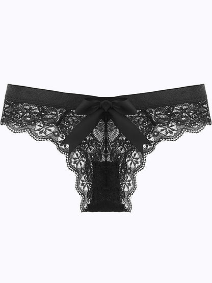Bow-knot T-back Lace Panties