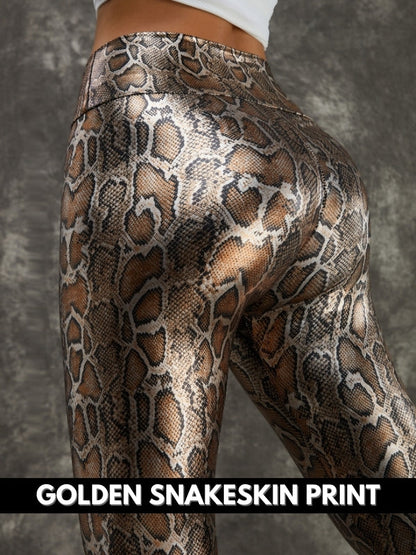 ZASUWA Damen-Leggings aus PU-Kunstleder mit Schlangenmuster