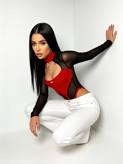 Sexy Sheer Mesh Elastic Tight Bodysuit