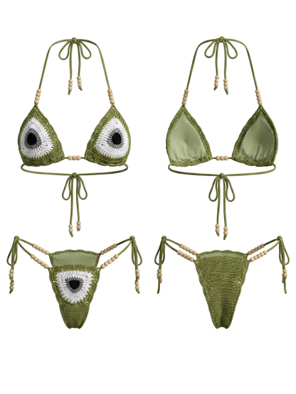 Flower Hand-knitted Bikini Set